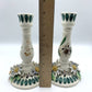 Vintage Italian Ceramic Flower Candlesticks Set of 2 /hg