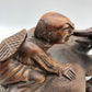 Vtg Chinese Hand Carved Wood Boy Riding Ox/ Water Buffalo /b