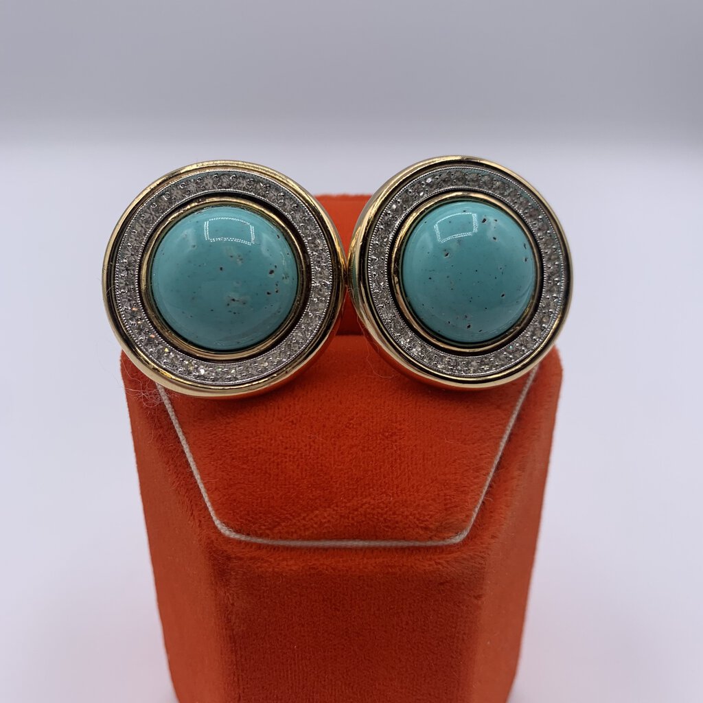 Vintage 1980s Ben-Amun Turquoise Blue Clip-on Earrings /hg