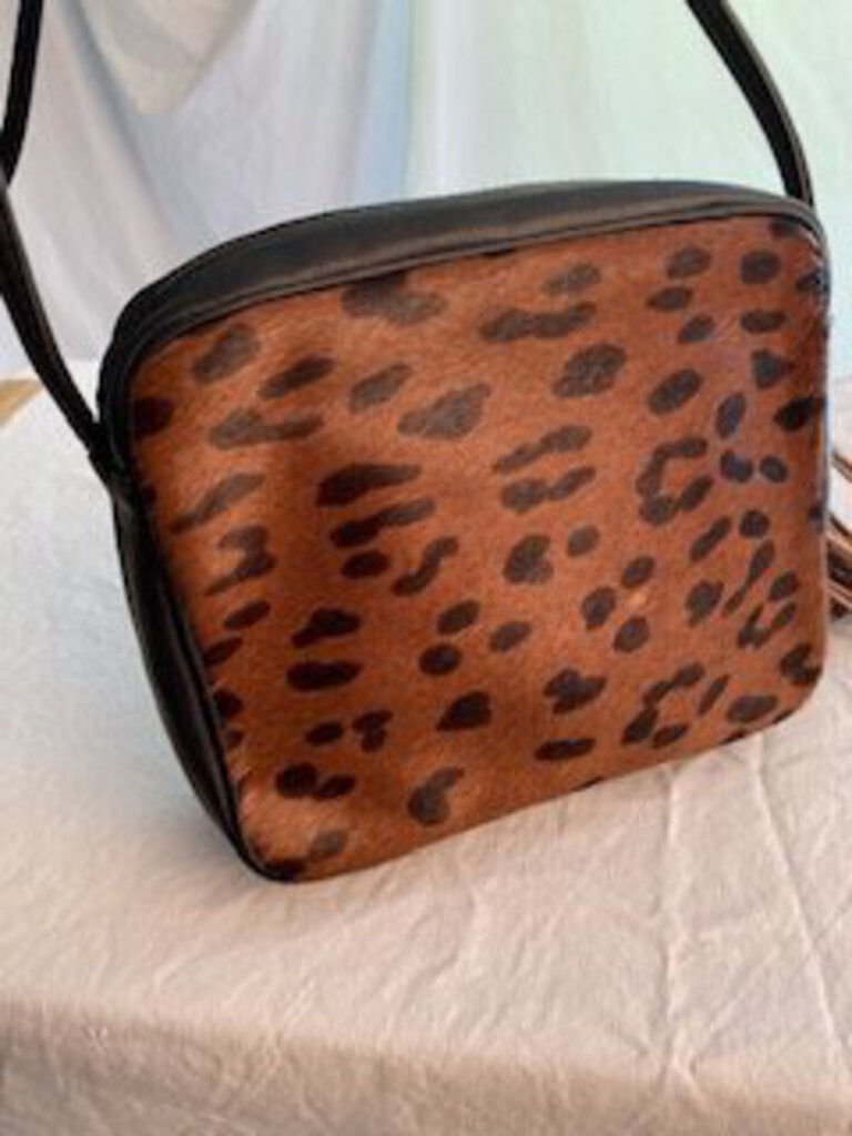 Vintage Animal Fur Handbag Crossbody Strap Zipper Tassel /rw