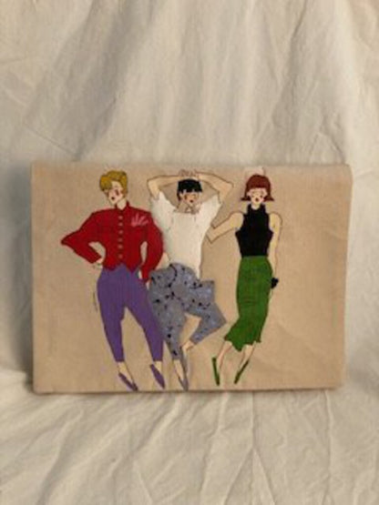Retro 1990’ies Hand Painted Canvas Envelope Clutch/Purse /r