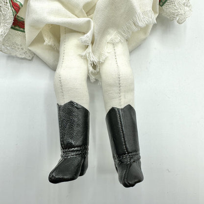 Vintage Hungarian Souvenir Doll Couple Porcelain Heads Cloth Bodies /cb