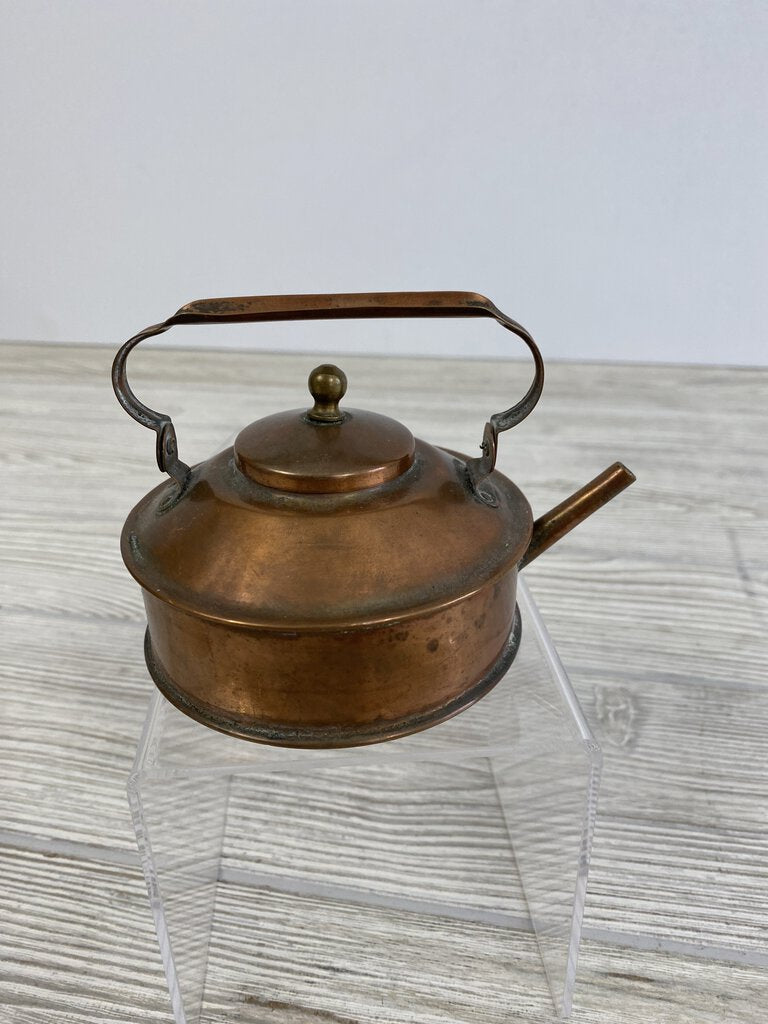 Antique Copper Kitchenware Mini Tea Pot/4.5” Saucepan/Funnel Ladle /rb