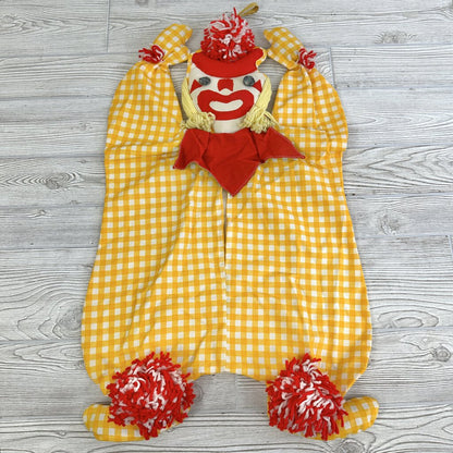 Vintage Hand Made Fabric Clothespin Holder/Bag Clown /cb