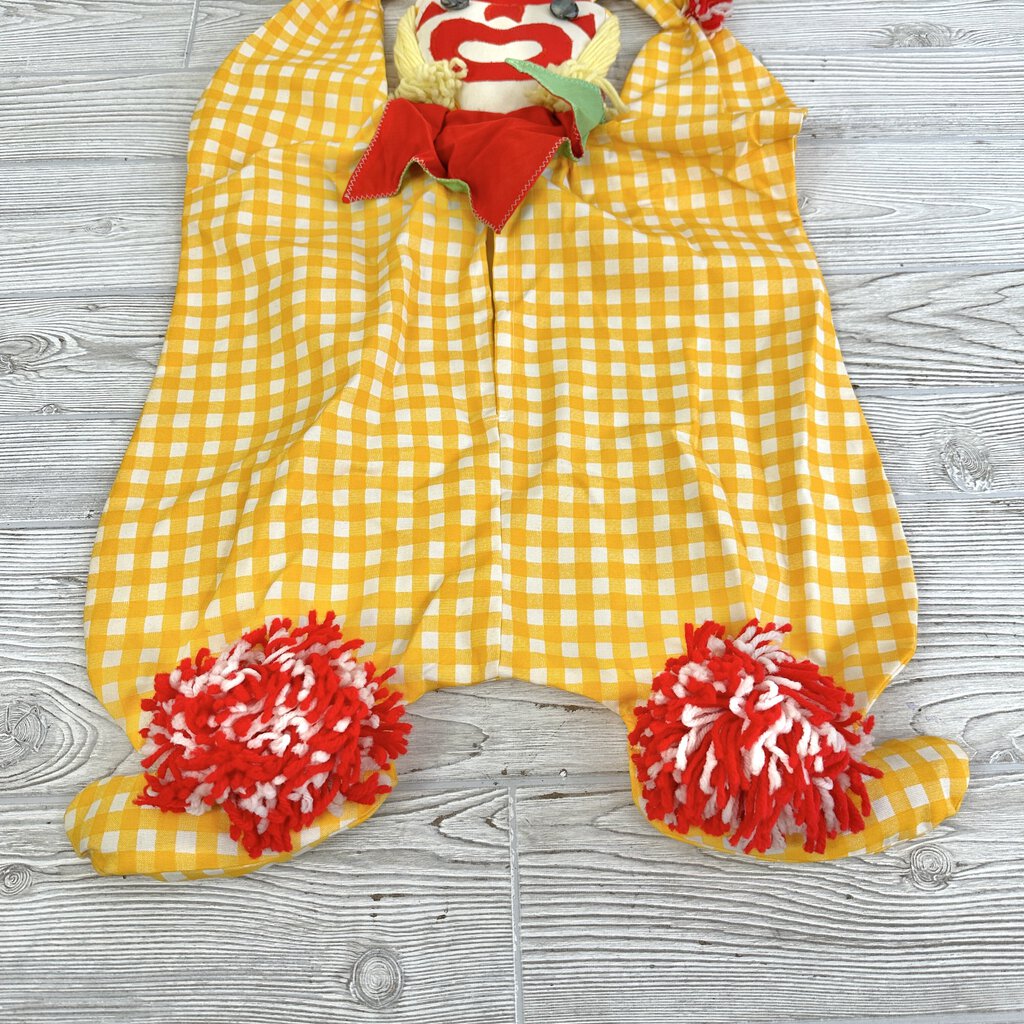 Vintage Hand Made Fabric Clothespin Holder/Bag Clown /cb