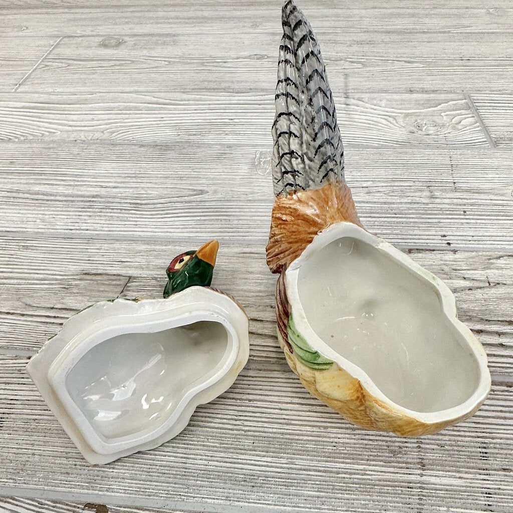 Vintage Vietri Ceramic Pheasant Gravy Boat/Trinket/Candy Dish Made In Italy /cb