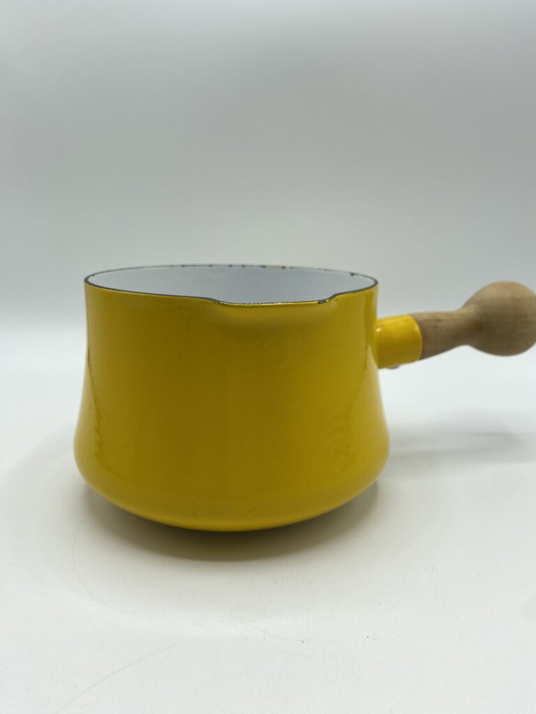 Vintage DANSK Kobenstyle Yellow Butter Warmer Enamel Pot/Pan MCM Small Heavy /rw