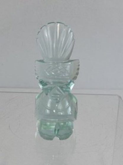 Inca Myan Finely Polished Hand Carved Green Glass Tiki Statue 4” /ro