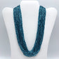 Vintage 1980s Sparkly Teal Tube Bead Multi-strand Necklace /hge