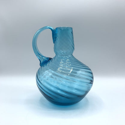 Vintage Mid-Century Turquoise Blown Glass Jug /hgo