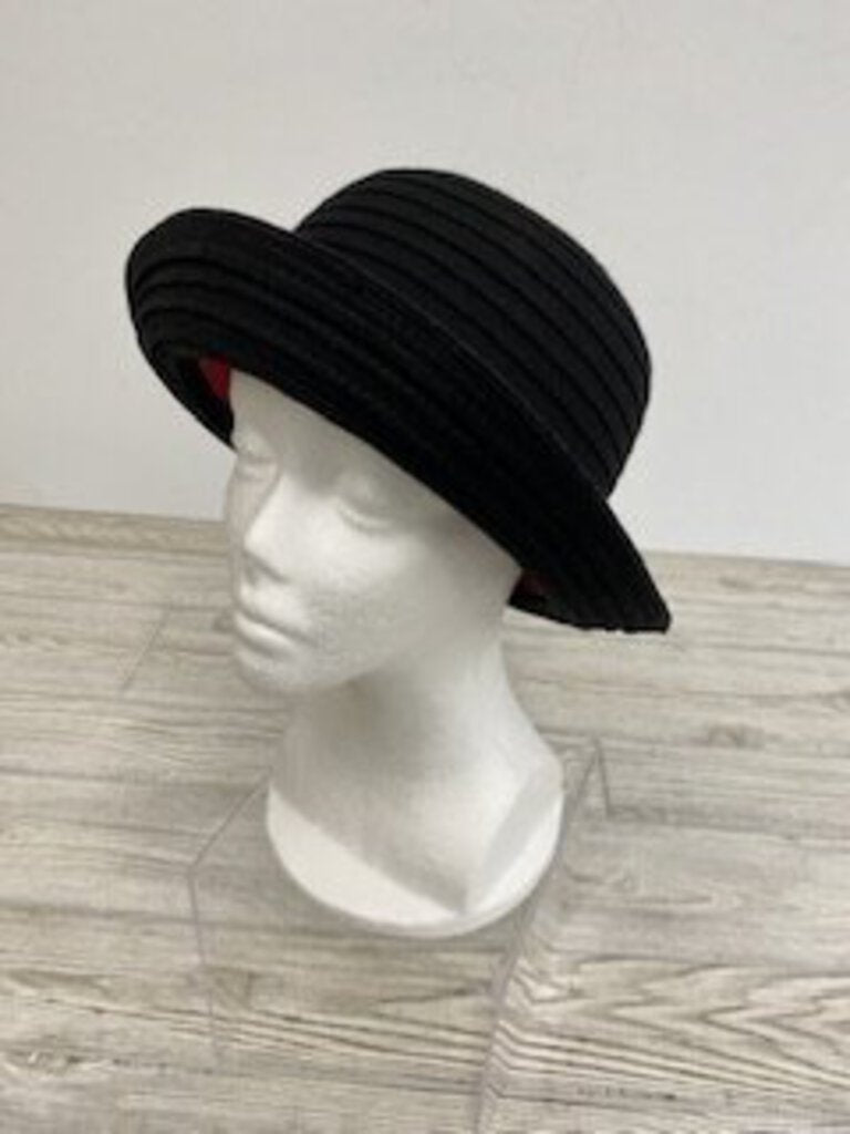 Diane Keaton Annie Hall Liz Claiborne 100% Black Wool Bucket Hat /rw