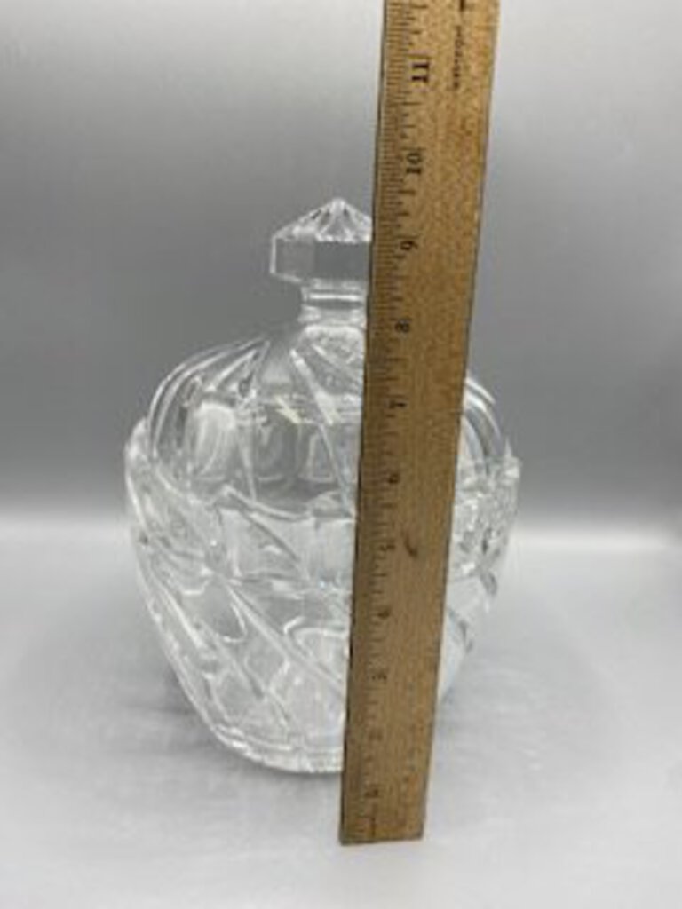 Polonia Lead Crystal Swirled Biscuit/Candy/Cookie/Ice Bucket Large Heavy w/Lid /rw