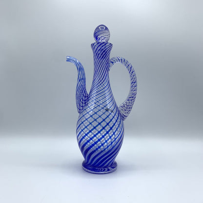Vintage Pasabahce Cobalt Blue Swirl Art Glass Decanter /hgo