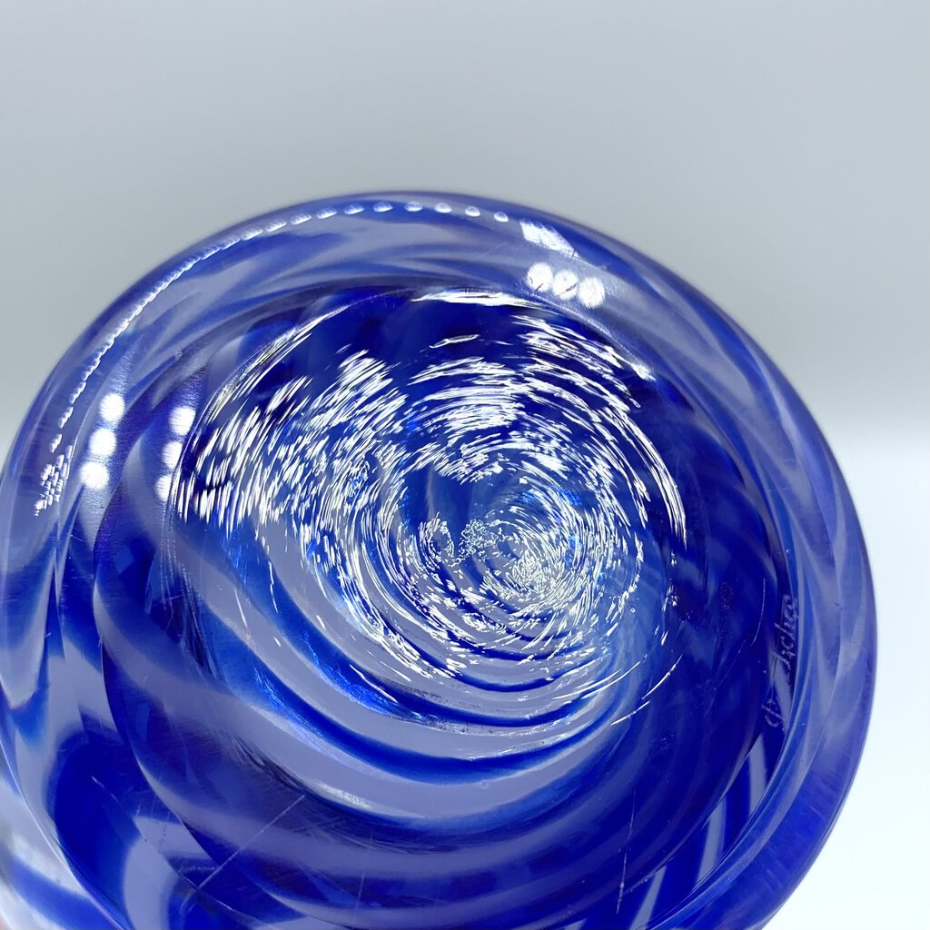 Vintage Pasabahce Cobalt Blue Swirl Art Glass Decanter /hgo