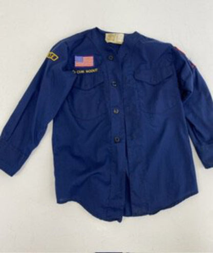 Vintage Boy Scouts of America Blue Long Sleeve Uniform Youth Shirt + Cub Scout Shirt /roh