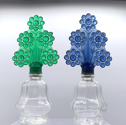 Vintage Art Deco Perfume Bottles with Plastic Flower Tops Set of 2 /hge