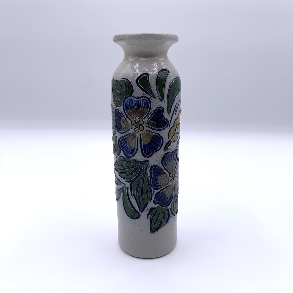 BETSCHDORF POTTERY Salt Glazed Floral Bud Vase, Made in France /hgo