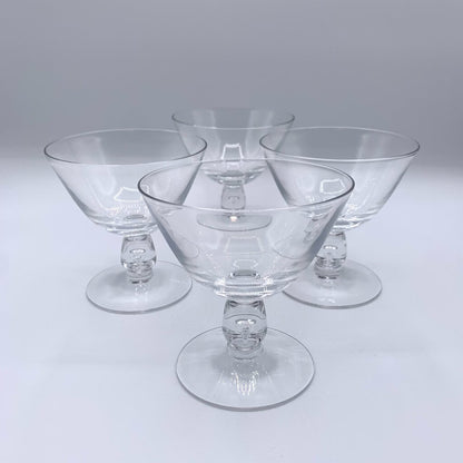 Vintage MCM Fostoria Diadem #6056 Tear Drop Bubble Champagne or Sherbet Glasses Set of 4 /hge