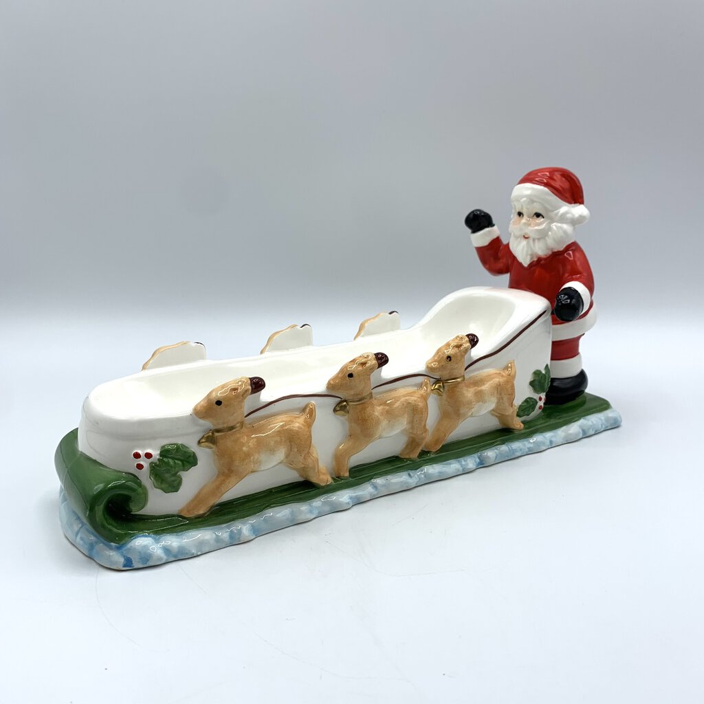Vintage Ron Gordon Santa’s Sleigh Ceramic Party Server /hge