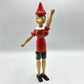 Vintage Dipinto A Mano 12 1/2 inch Wooden Pinocchio Doll/Figurine Made In Italy /cb