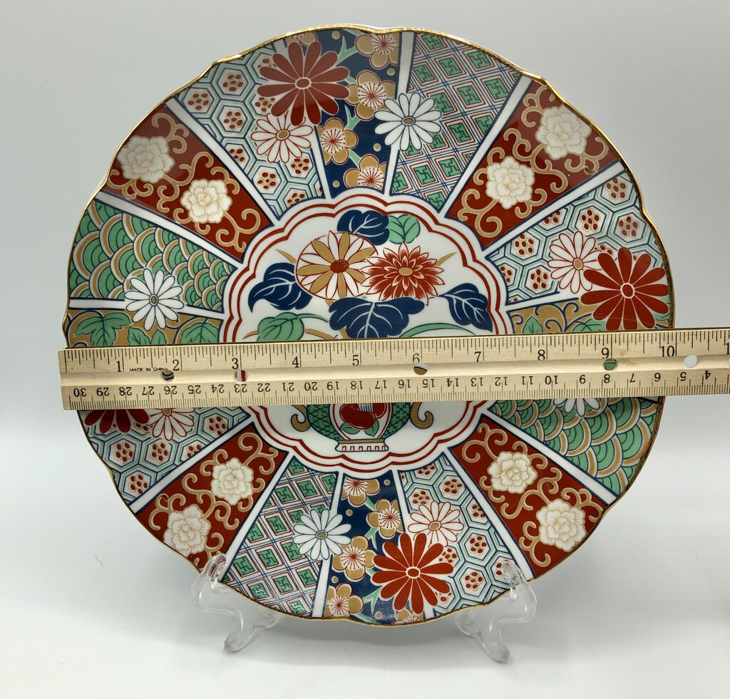 Arita Imari Fan 10” Footed Porcelain Plate /b