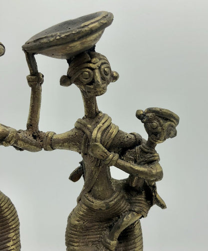 Vintage Brass/ Bronze Dhokra Family Sculpture /b