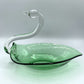 Vintage Duncan Miller Green Glass Swan /hge