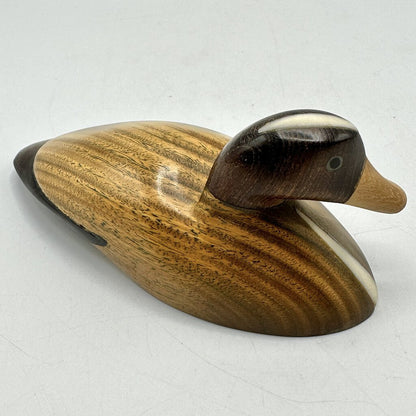 Vintage Hand Made 4 1/2 Inch Inlaid Wooden Duck Folk Art by Wichi Tribe Salta Argentina /cb