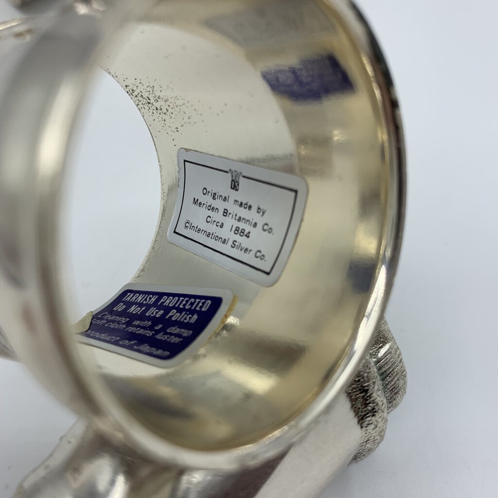 Vintage International Silver Meriden Brittanica Reproduction Silverplate Figural Napkin RIngs /hgo
