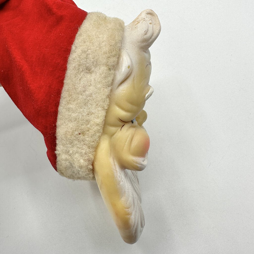 1950s/60s Soft Plastic Santa Claus Head Ornament Japan /cb