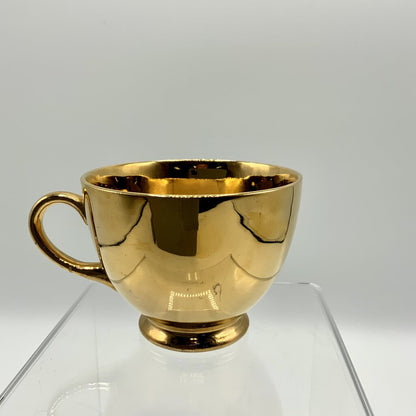 Homer Laughlin Georgian Geo H. Bowman 22k Tea cups (2) and Saucer (1) /ah