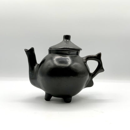 Black Clay Etched Tea Set /ah