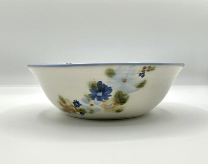 Moffat Pottery Blue Rimmed Floral bowl /ah