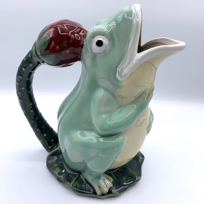 Vintage Hand-Painted Majolica Frog Pitcher /hgo