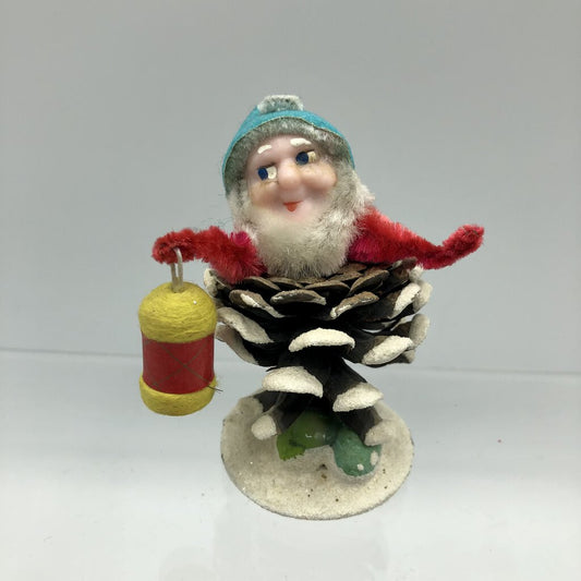 1950’s Japan Christmas Pine Cone Gnome/ Elf Spun Cotton Ornament /b