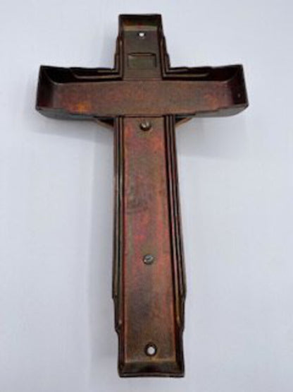 Vintage Bronze/Brass Heavy Dimensional Wall Crucifix /roh