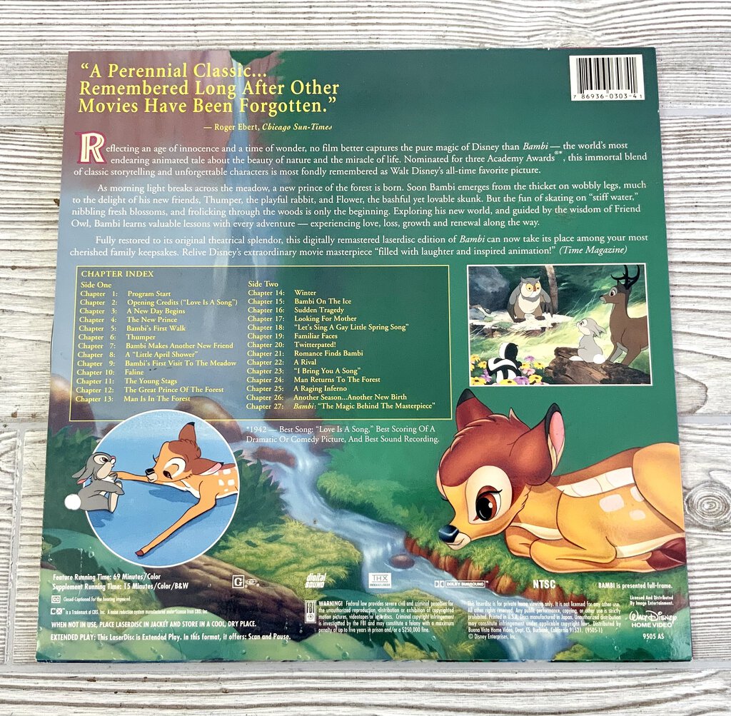 Walt Disney’s Masterpiece Bambi 55th Anniversary Limited Edition Laserdisc /ah