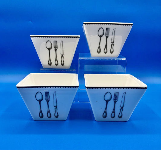 Set of 4 CIROA Square Porcelain Dessert Cups/ Bowls /b